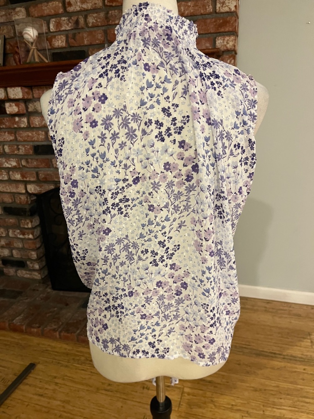 Rachel Zoe Lavender Floral Tie-Front Smocked Neck Camisole - Picture 2 of 3